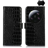 For Xiaomi 13 Ultra Crocodile Top Layer Cowhide Leather Phone CaseBlack
