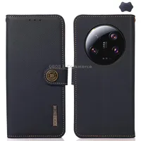 For Xiaomi 13 Ultra Khazneh Custer Texture Rfid Genuine Leather Phone CaseBlue