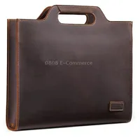 Genuine Leather Vintage Shoulder Bag Crossbody Portable Business BriefcaseDark Coffee