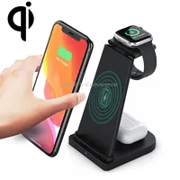 Hq-Ud21 3 in 1 Folding Mobile Phone Watch Multi-Function Charging Stand Wireless Charger for iPhones  Apple Airpods Black