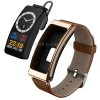 K13 1.14 inch Leather Band Earphone Detachable Smart Watch Support Bluetooth Call Brown
