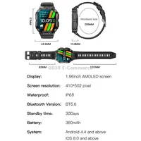 Lemfo K61 Pro 1.96 inch Bt5.0 Sport Smart Watch, Support Bluetooth Call / Sleep Blood Oxygen Heart Rate Pressure Health MonitorBlack