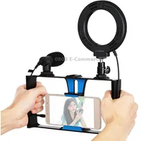 Puluz 3 in 1 Vlogging Live Broadcast Smartphone Video Rig  Microphone 4.7 inch 12Cm Ring Led Selfie Light Kits with Cold Shoe Tripod Head for iPhone, Galaxy, Huawei, Xiaomi, Htc, Lg, Google, and Other SmartphonesBlue