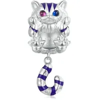 Scc2529 Sterling Silver S925 Fantasy Magic Cat Pendant Accessories Diy Bracelet Beads