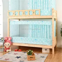 Students Dormitory Blackout Cloth Zipper Mosquito Net for 90Cm Width Lower Berth Light Blue Star