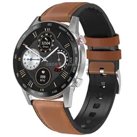 V inch Touch Screen Dual-Mode Bluetooth Smart Watch, Support Sleep Monitor / Heart Rate Blood Pressure MonitoringBrown Leather Strap