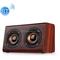 W7 Bluetooth 4.2 Wooden Double Horns SpeakerRed Wood Texture