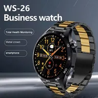 Ws-26 1.52 inch Ip67 Sport Smart Watch Support Bluetooth Call / Sleep Blood Oxygen Heart Rate Pressure Health Monitor, Leather StrapSilver