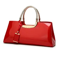 Zjl-986 Sequined Glue Shoulder Bag Patent Leather Ladies HandbagRed