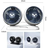 12V/24V Car Fan Usb Interface Powerful Double Head Electric FanPearl White