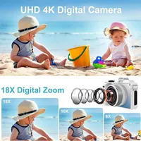 3-Inch Display Digital Camera Dual Front And Rear Cameras 48Mp, 18X Zoom 4K Hd CamcorderBlack