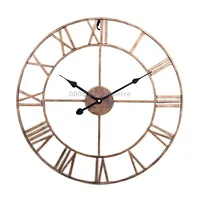 45Cm Retro Living Room Iron Round Roman Numeral Mute Decorative Wall Clock Vintage Gold