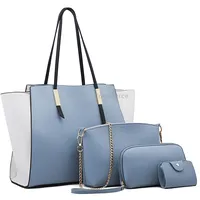4 in 1 Fashionable Simple Suit Bag Messenger Large Capacity HandbagBlue