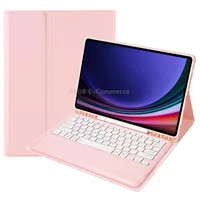 A810B For Samsung Galaxy Tab S9 Pen Slot Detachable Bluetooth Keyboard Leather Tablet CasePink