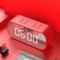Aec Bt501 Bluetooth 5.0 Mini Speaker with Led  Alarm Clock Mirror, Support 32G Tf CardRed