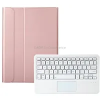 Ak10-A 2 in 1 Detachable Bluetooth Keyboard  Lambskin Texture Tpu Protective Leather Tablet Case with Touchpad Holder for Lenovo Qitian K10 Tb-X6C6XRose Gold