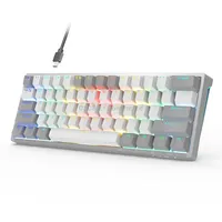 Aula F3261 Type-C Wired Hot Swappable 61 Keys Rgb Mechanical KeyboardGray White Red Shaft