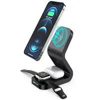 B-13 15W Max 3 in 1 Magnetic Wireless Charger for Mobile Phones  Apple Watchs AirpodsBlack
