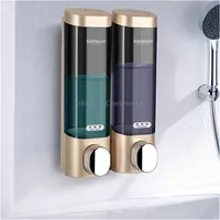 Bosharon Shampoo Shower Gel Box Household Hand Sanitizer Bathroom Wall-Mounted Punch-Free Double-Head Soap Dispenser, Styledouble GridGold