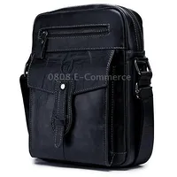 Bull Captain 053 Men Messenger Bag Cowhide Large Capacity Briefcase, Specificationsmall Black