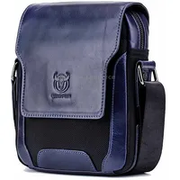 Bull Captain 999 Men Leather Diagonal Bag First-Layer Cowhide Multi-Function Shoulder BagsNavy Blue