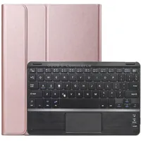 Dy-E10 2 in 1 Removable Bluetooth Keyboard  Protective Leather Tablet Case with Touchpad Holder for Lenovo Tab E10Rose Gold