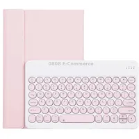For Lenovo Pad Pro 11.5 inch 2021 Tb-J716F / Tab P11 Tb-J706F Yam13 Lambskin Texture Detachable Round Keycap Bluetooth Keyboard Leather Tablet Case with HolderPink