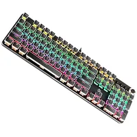 K820 104 Keys Retro Punk Plating Knob Glowing Wired Green Shaft Keyboard, Cable Length 1.6M, Style Square Black