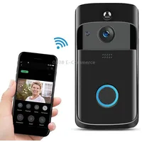 M4 720P Smart Wifi Ultra Low Power Video Pir Visual Doorbell with 3 Battery Slots,Support Mobile Phone Remote Monitoring  Night Vision 166 Degree Wide-Angle Camera Lens Black
