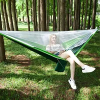 Portable Outdoor Parachute Hammock with Mosquito Nets Green
