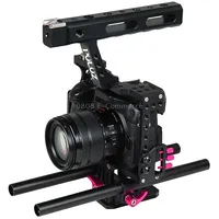 Puluz Camera Cage Handle Stabilizer for Sony A7  A7S A7R, Ii A7R Ii, Iii Iii, Iv, A6000, A6500, A6300, Panasonic Lumix Dmc-Gh4Rose Red