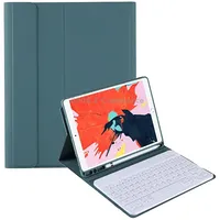 T098B Candy Color Skin Feel Texture Bluetooth Keyboard Leather Case with Pen Holder For iPad Air 4 10.9 2020 / 5 2022 Dark Green