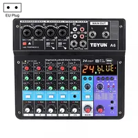 Teyun Na6 6-Channel Small Mixing Console Mobile Phone Sound Card Live Broadcast Computer Recording Processor, Eu PlugBlack