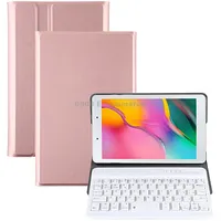 Ultra-Thin Detachable Magnetic Bluetooth Keyboard Leather Tablet Case for Galaxy Tab A 8.0 2019 P200 / P205, with HolderRose Gold