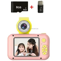 X101 Mini Hd Lens Reversible Child Camera, Color Pink8GCard Reader