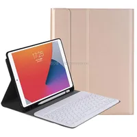 Ya870B Detachable Lambskin Texture Round Keycap Bluetooth Keyboard Leather Tablet Case with Pen Slot  Stand For Samsung Galaxy Tab S7 T870 / T875 11 inch 2020Gold