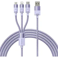 3In1 Usb cable Baseus Starspeed Series, Usb-C  Micro Lightning 3,5A, 1.2M Purple Caxs000005
