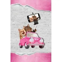 Akrila segas gultas pārklājs 155X220 3D Fluff 70 Selfie Cats Pink 1640823