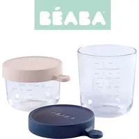 Beaba Glass hermetic pink and dark blue container 150  250Ml 3384349126544