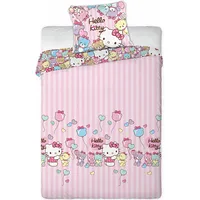 Bērnu gultas veļa 160X200 Hello Kitty flaneļa ar pogām, rozā, krāsaini baloni 3955 1520711