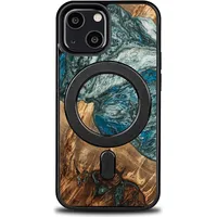 Bewood Wood and Resin Case for iPhone 13 Mini Magsafe Unique Planet Earth - Blue-Green Bwd12081-0