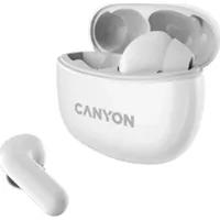 Canyon Słuchawki Tws-5, Bluetooth headset, with microphone, Bt V5.3 Jl 6983D4, Frequence Response20Hz-20Khz, battery Earbud 40Mah2Charging Case 500Mah, type-C cable length 0.24M, size 58.552.9125.5Mm, 0.036Kg, White Cns-Tws5W