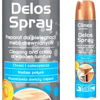 Clinex Mēbeļu tīrīšanas līdzeklis noņem netīrumus, putekļus, roku pēdas un pulē Delos Spray 300Ml 77-400