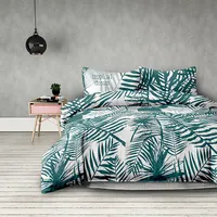 Decoking Kokvilnas gultasveļa 200X220 Averi Bush Tropical dream balts ar zaļām palmu lapām 5000598