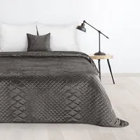 Dekoratīvais gultas pārklājs 170X210 Luiz 3 grafīta velūra ģeometrisks 405293