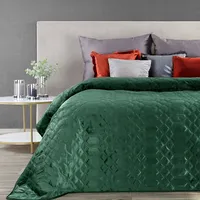 Dekoratīvais gultas pārklājs 230X260 Ariel 2 tumši zaļš samts ar ģeometrisku rakstu 373817