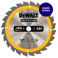 Dewalt-Akcesoria ripzāģis koka griešanai 184/16/2,6 mm, 24 zobi, Construction Dewalt Dt1939-Qz