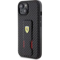 Ferrari Carbon Grip Stand Case for iPhone 15 Black Fehcp15Sgsncak