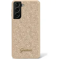 Guess Pc Tpu Glitter Flakes Metal Logo Case for Samsung Galaxy S23 Ultra Gold Guhcs23Lhggshd
