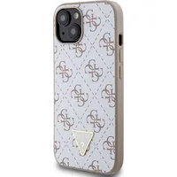 Guess Pu Leather 4G Triangle Metal Logo Case for iPhone 15 White Guhcp15Spg4Gph